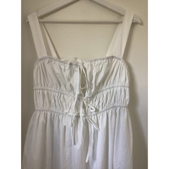 GLNEGE Women's white, tiered, flowy maxi midi boho summer dress sz L - Picture 5 of 8